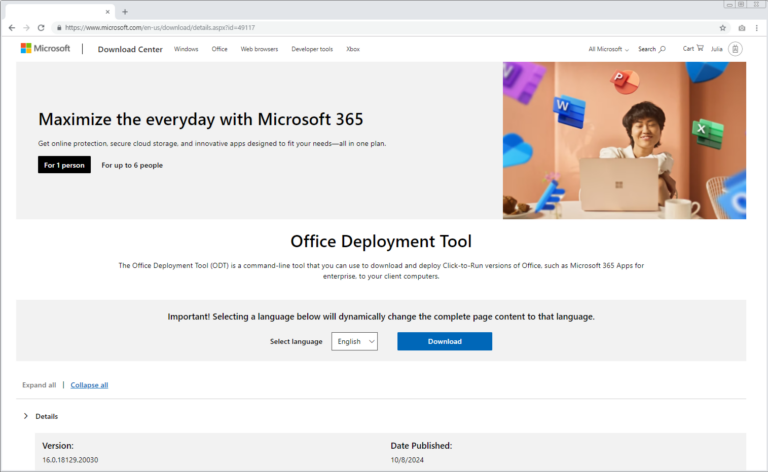 Office installieren mit dem Office Deployment Tool